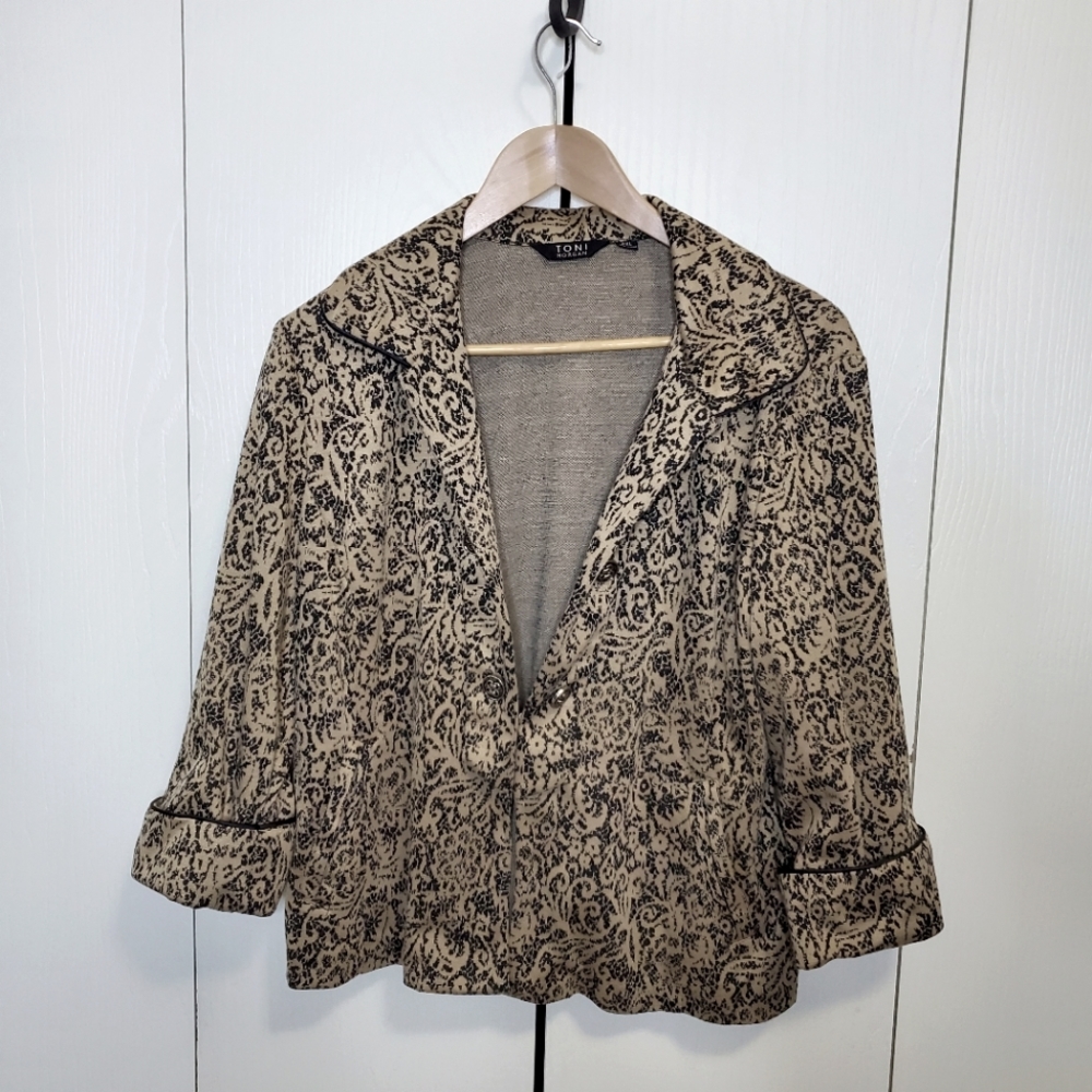 Toni Morgan PXL 3/4 sleeve blazer jacket black tan